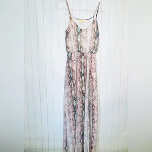 Peach Love California Snake Print Maxi Dress